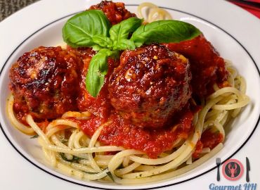 Thumbnail for Polpette aus dem Ofen mit Parmesan überbacken auf Spaghetti