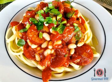 Thumbnail for Spaghetti mit Bohnen und Chorizo pikant